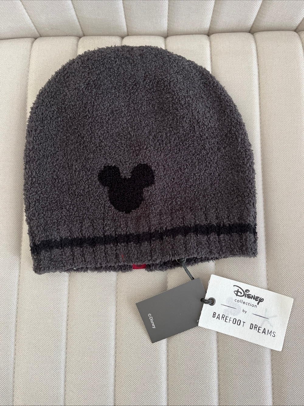 Barefoot Dreams Gray Plush Mickey Beanie
